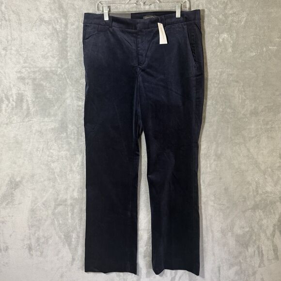NWT Banana Republic Pants 12R Velour Velvet Logan Navy Blue Stretch Trousers - Picture 1 of 13